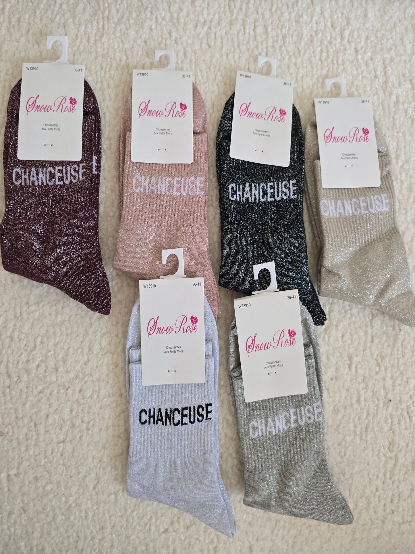 Chaussettes à paillettes "Chanceuse"