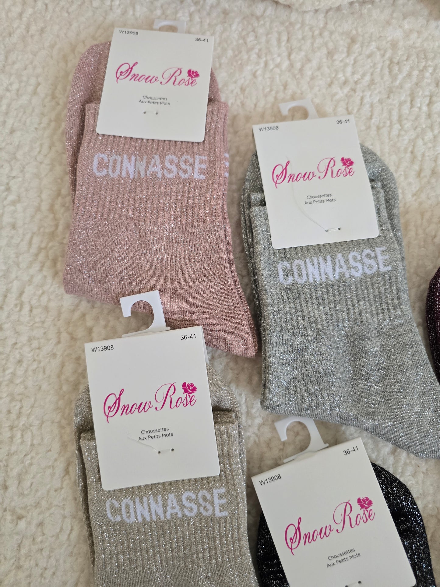 Chaussettes à paillettes "Connasse"