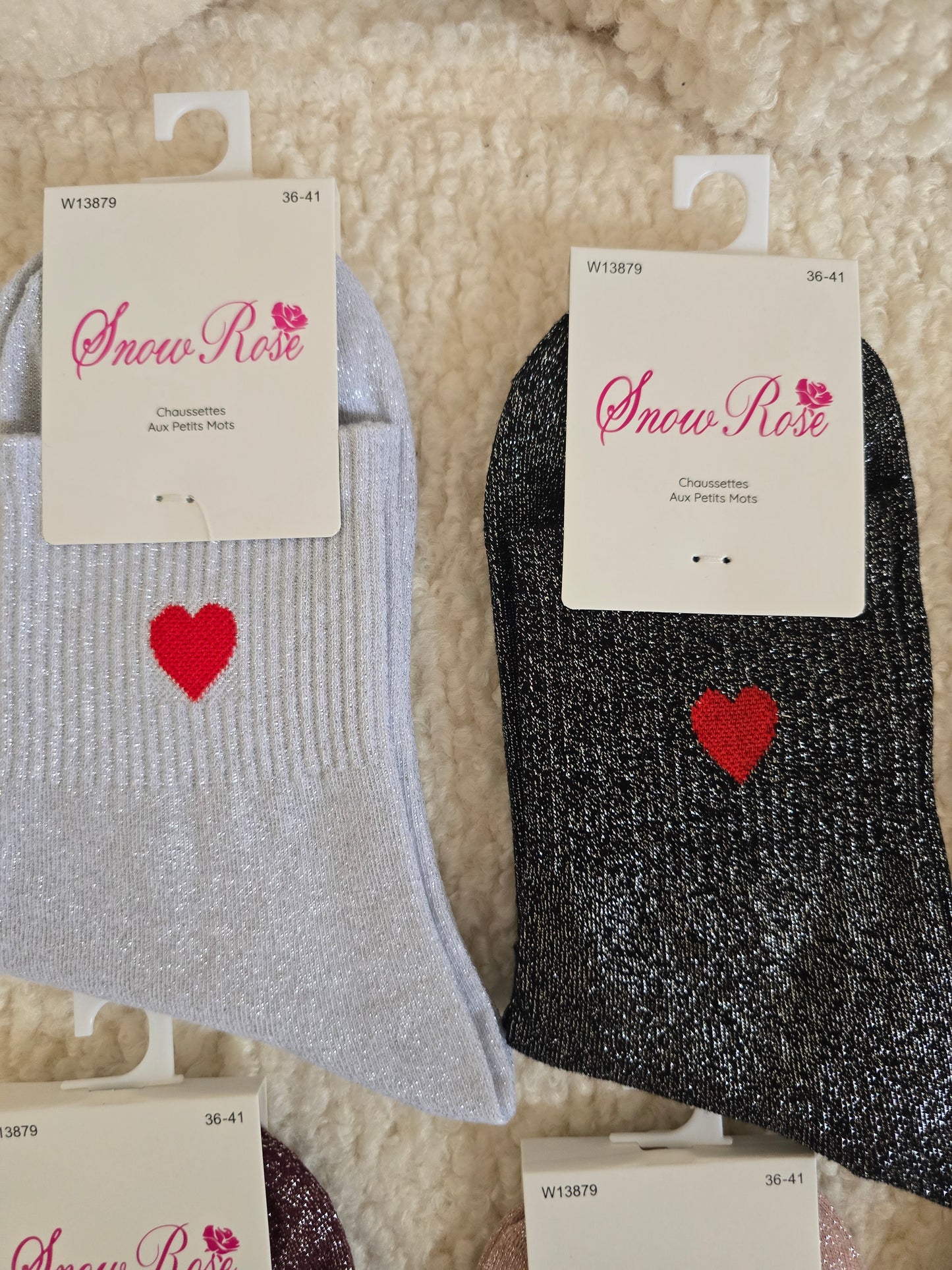 Chaussettes à paillettes coeur