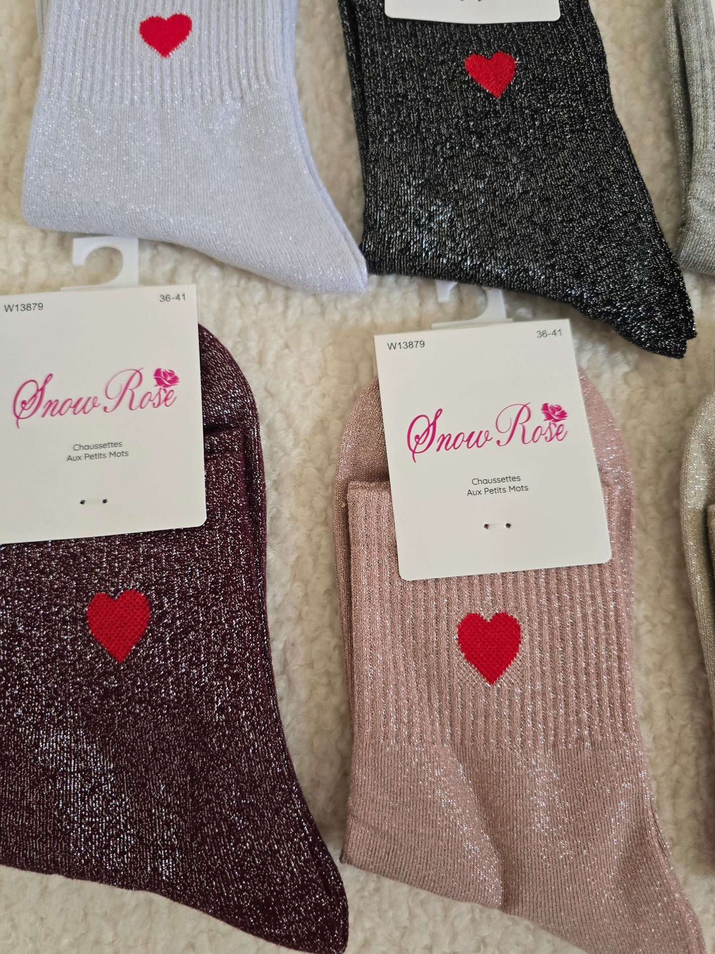Chaussettes à paillettes coeur