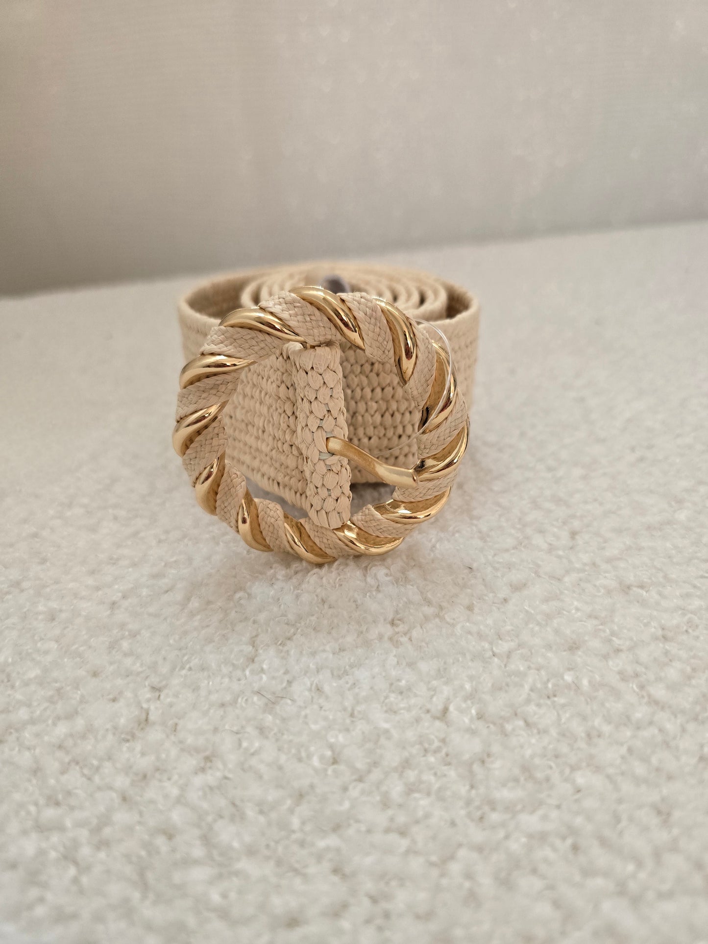 Ceinture raphia beige