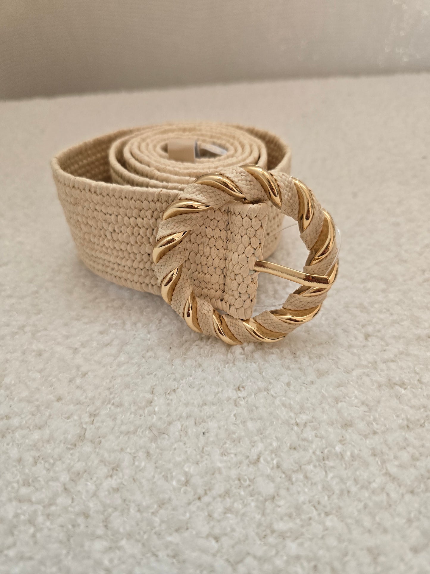 Ceinture raphia beige