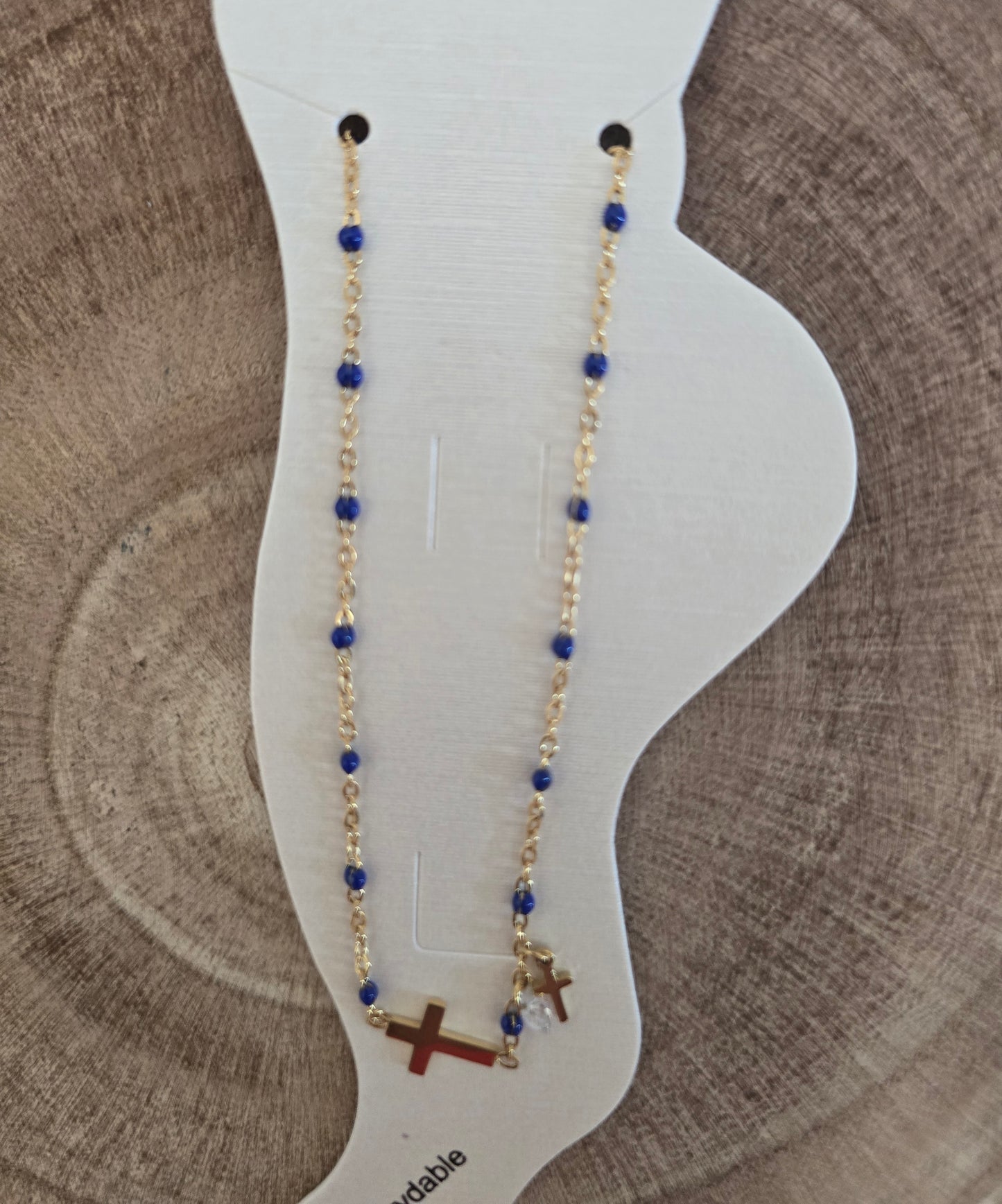 Chaîne de cheville croix bleue