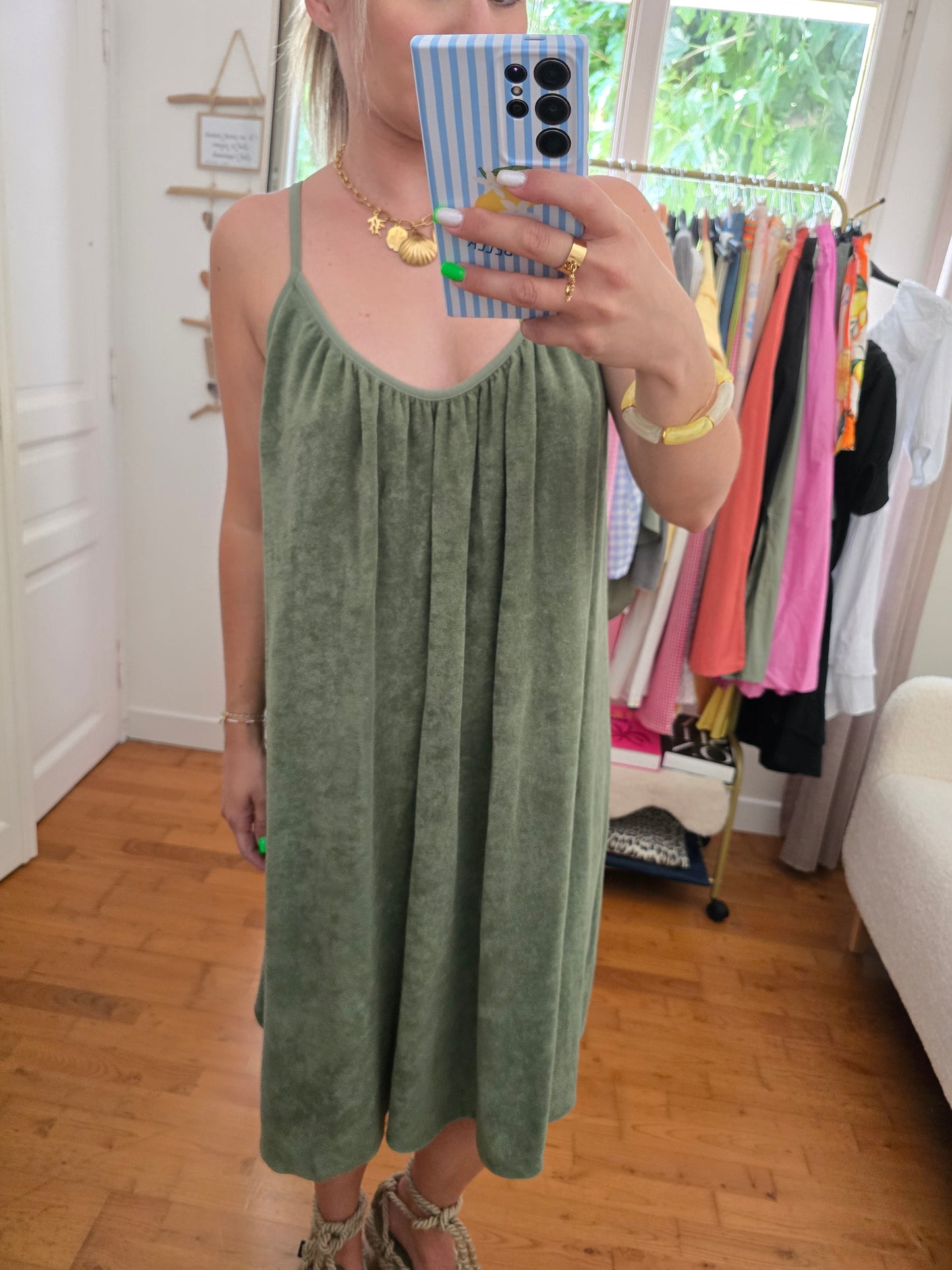 Robe éponge kaki