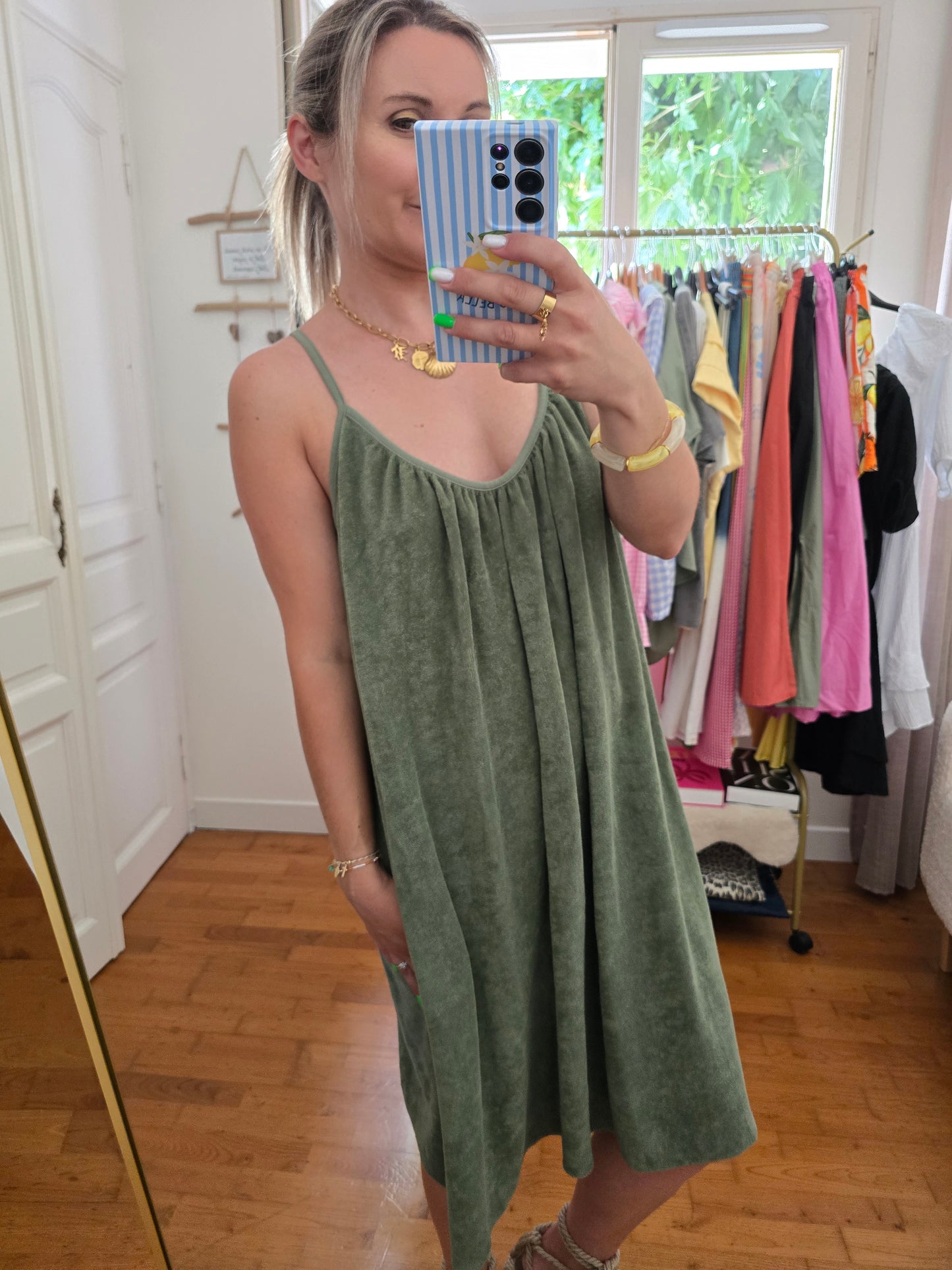 Robe éponge kaki
