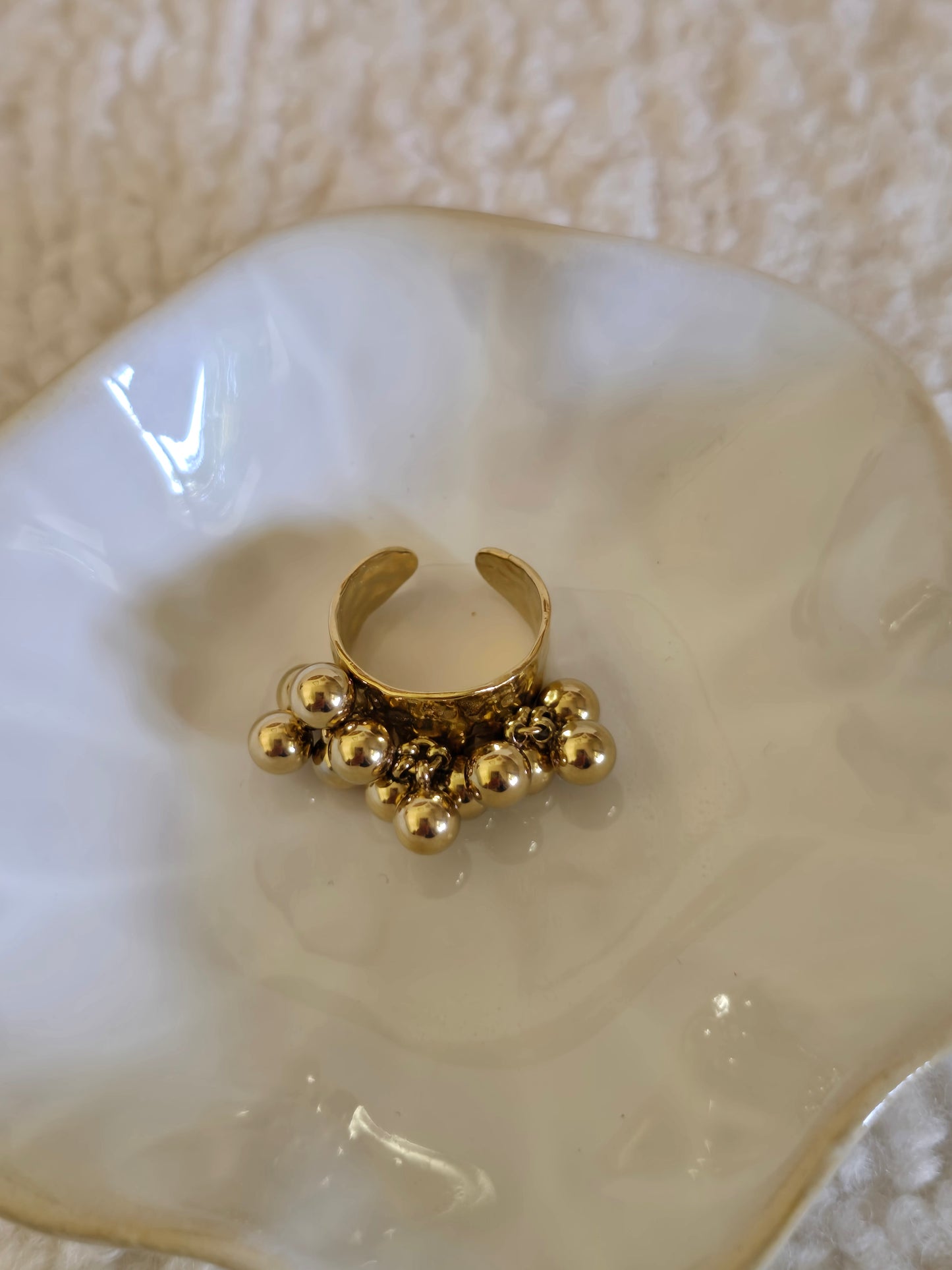 Bague boules dorée