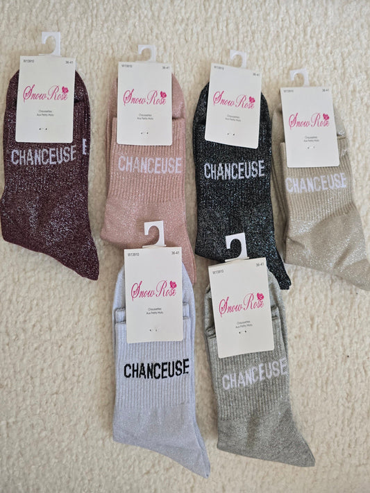 Chaussettes à paillettes "Chanceuse"
