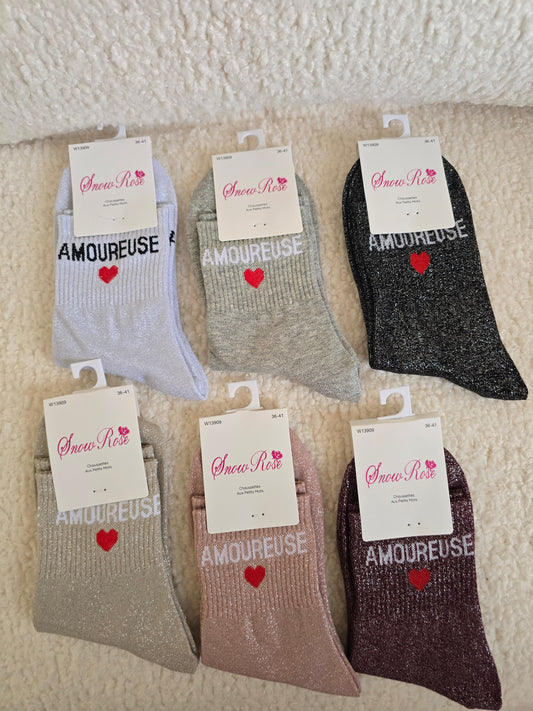 Chaussettes à paillettes "Amoureuse"