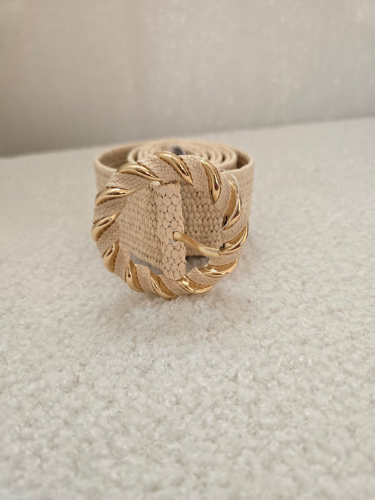 Ceinture raphia beige