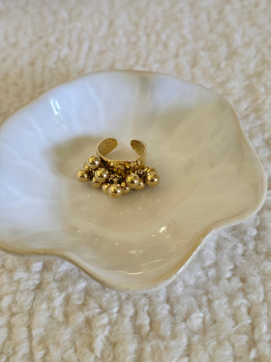 Bague boules dorée