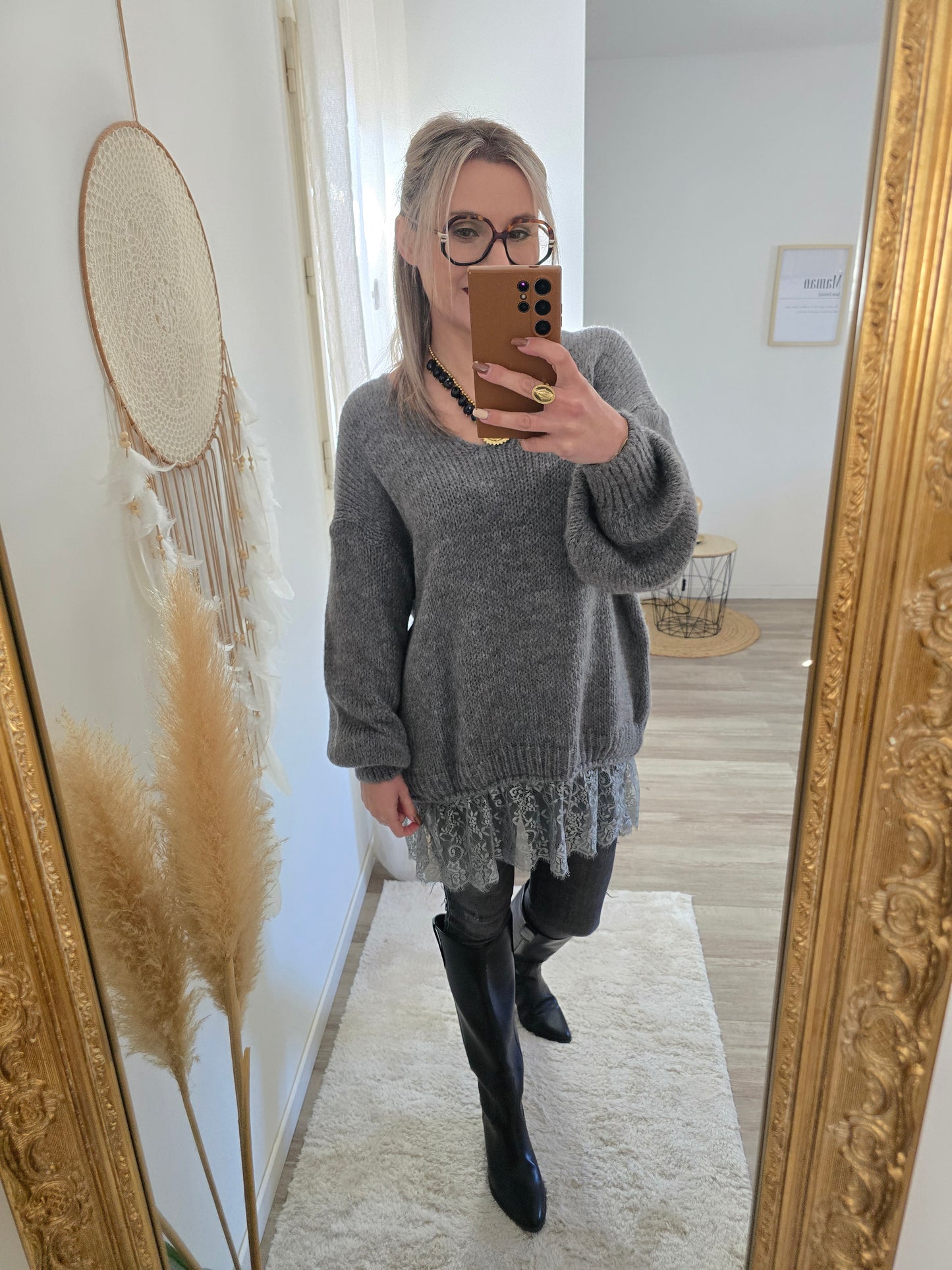 Pull Romane gris