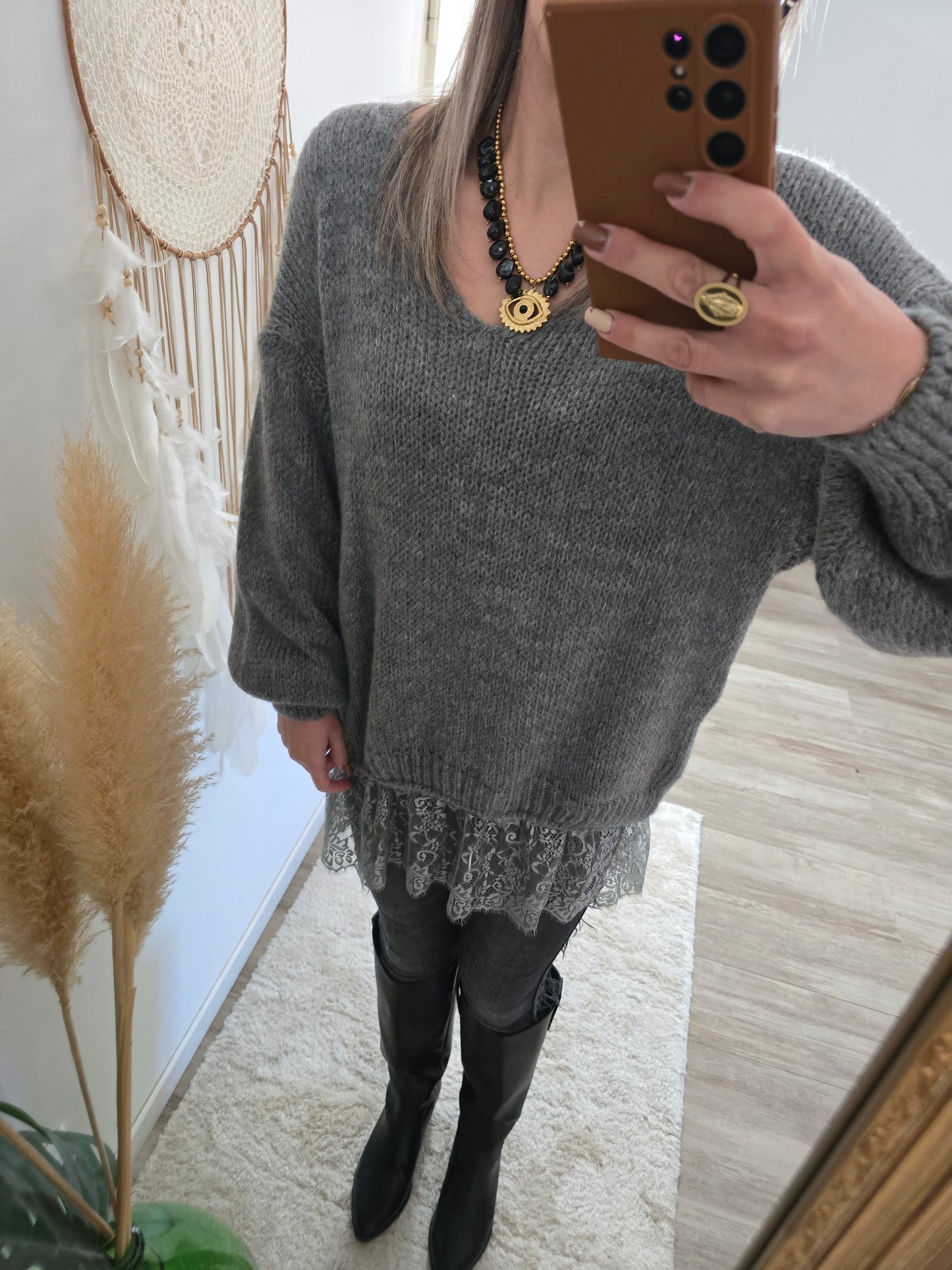 Pull Romane gris