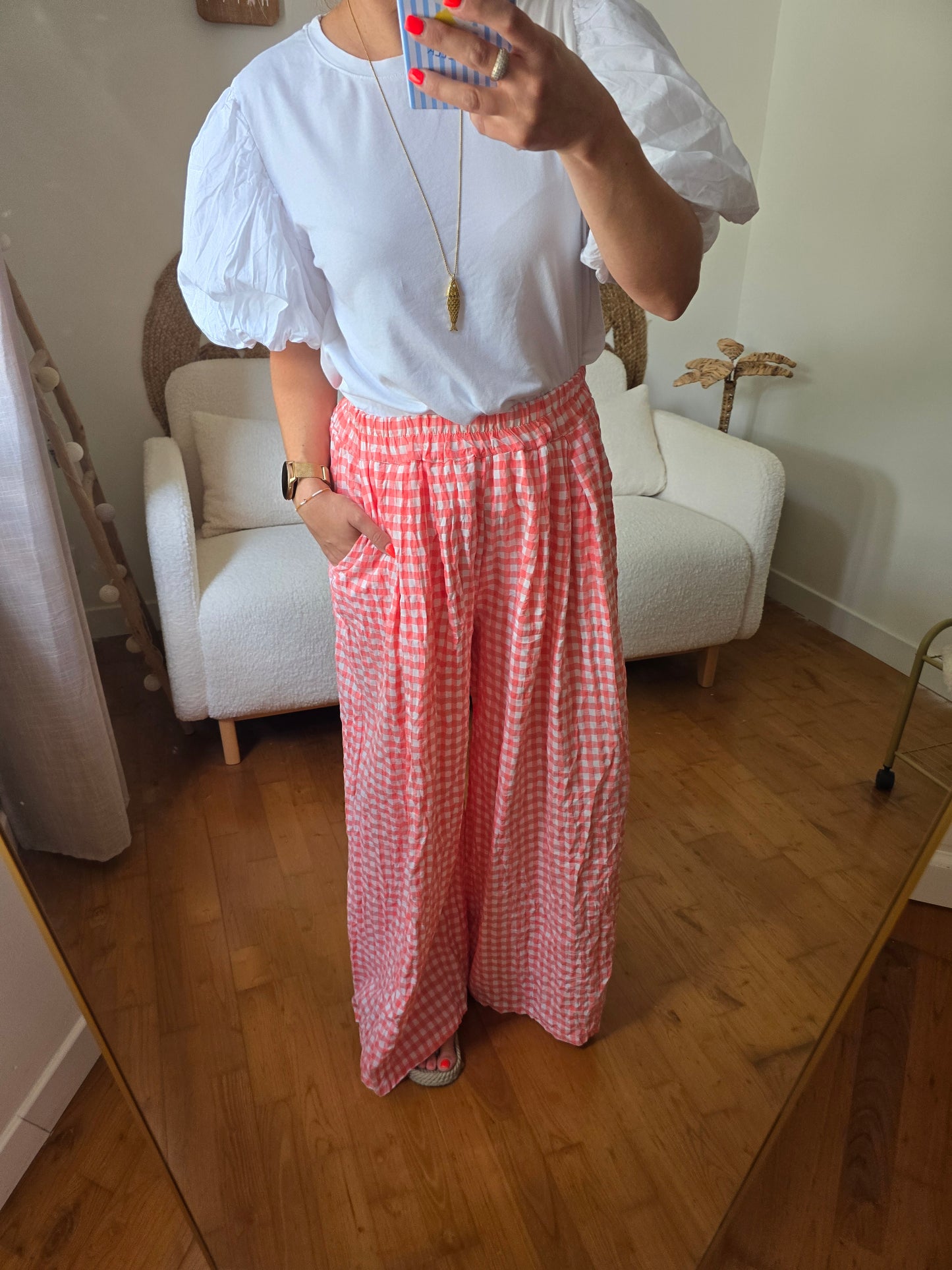 Pantalon Claudie saumon