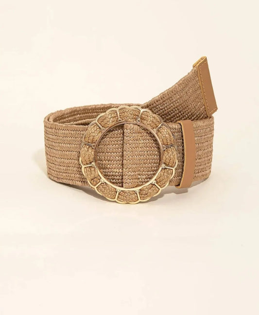 Ceinture raphia camel